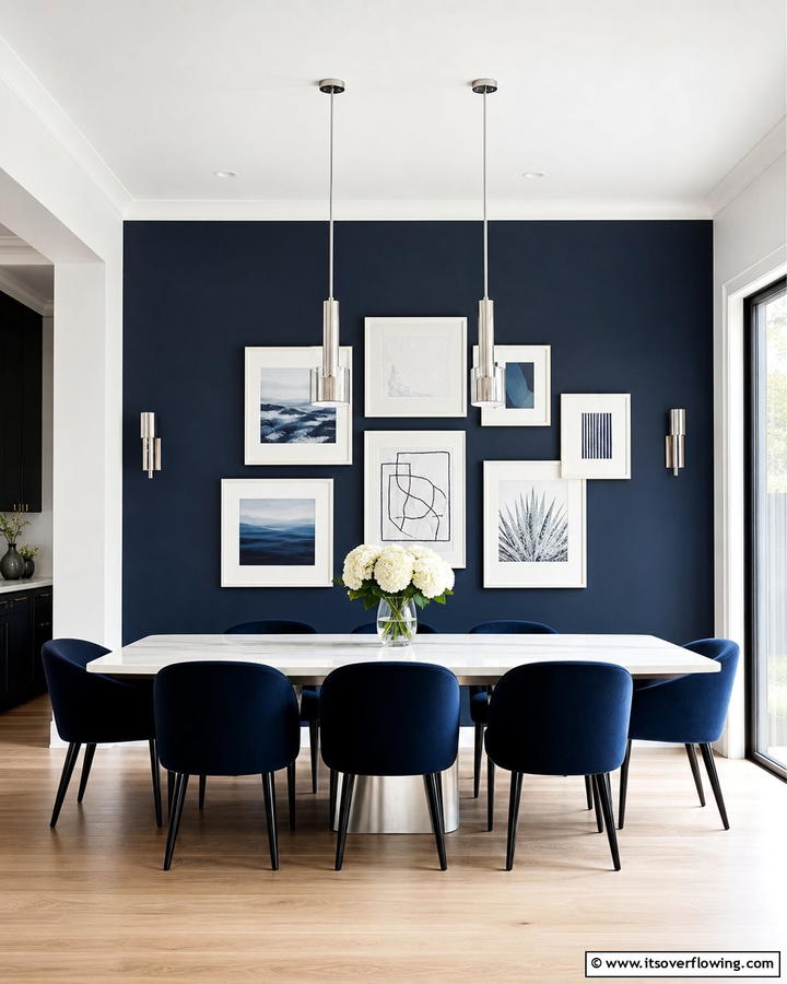 Deep Blue Contrast - 21 Blue Dining Room Ideas for Calm Entertaining Spaces