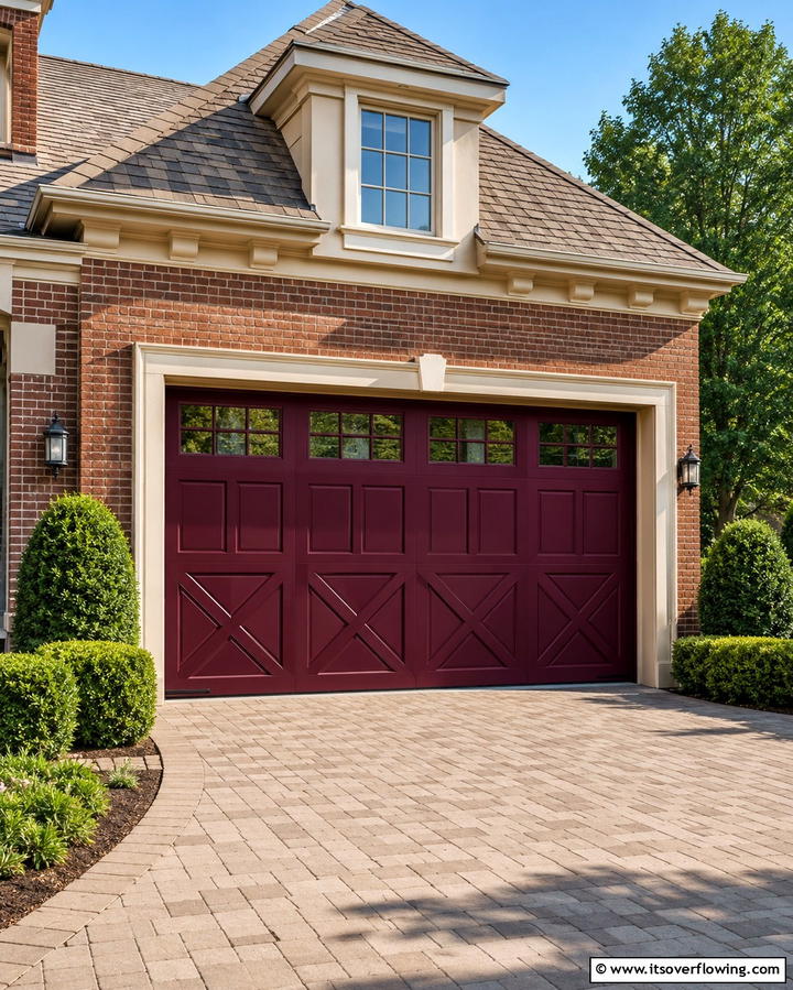 Deep Burgundy Elegance - 25 Garage Door Paint Ideas to Boost Curb Appeal