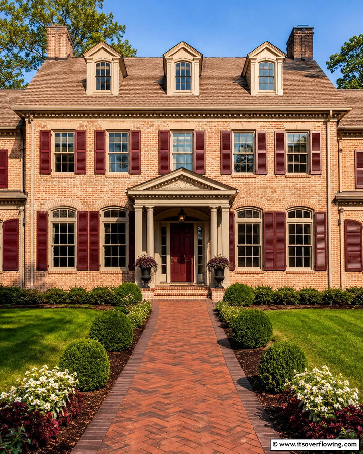 Deep Burgundy for a Touch of Elegance - 30 Warm Blonde Brick House Color Schemes for Modern Homes
