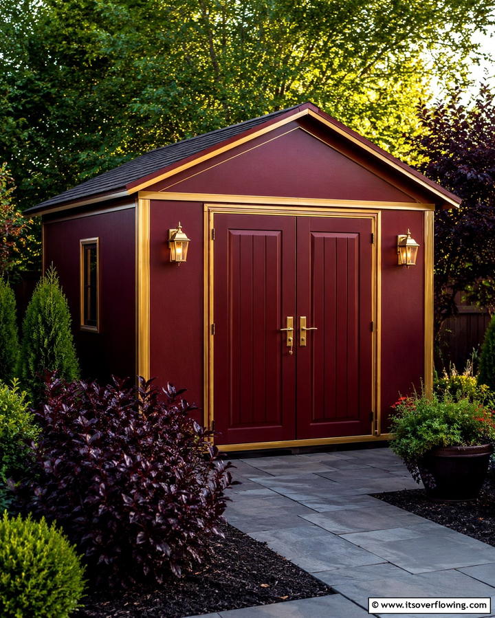 Deep Burgundy - 25 Shed Color Ideas to Brighten Your Outdoor Space