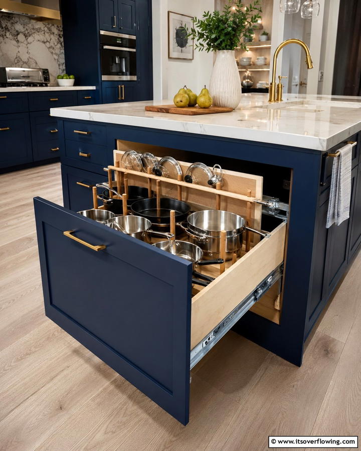 Deep Drawers for Pots and PansOne - 25 Smart Kitchen Island Storage Ideas for Organized Kitchens