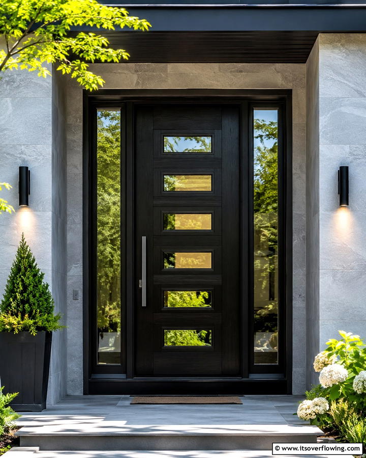 Deep Ebony Finish - 25 Stained Front Door Ideas for Curb Appeal