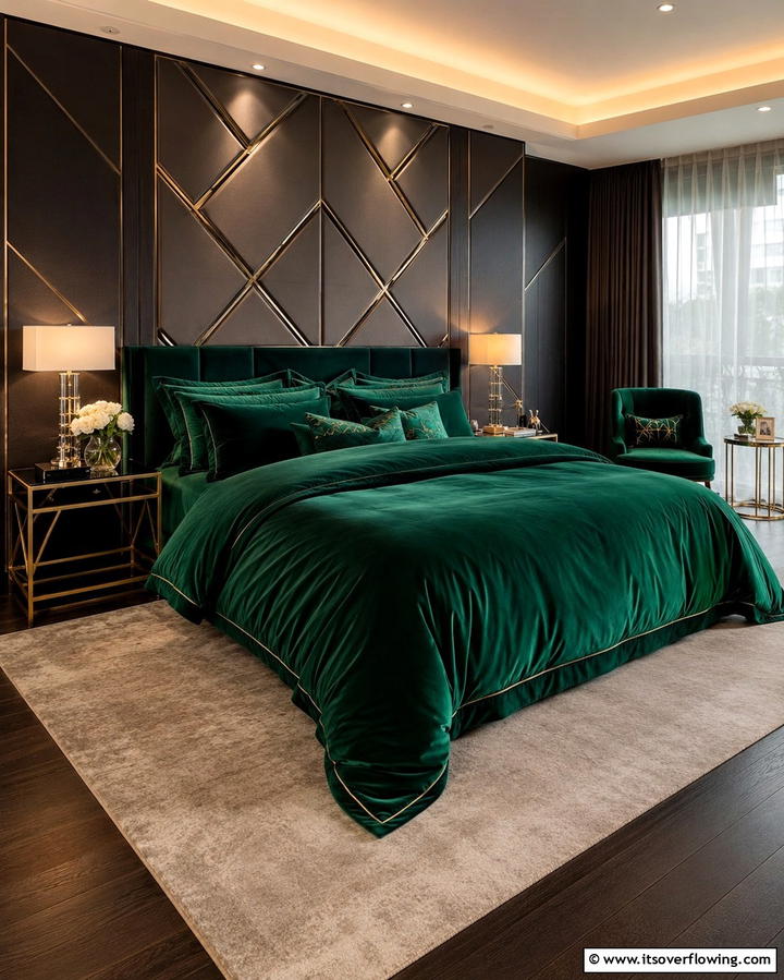 Deep Emerald Bedding - 30 Green Bedroom Decor Ideas for Calming Retreats