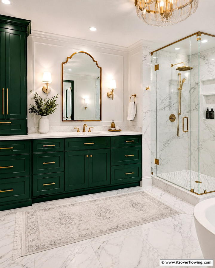 Deep Emerald Green Cabinets - 25 Bathroom Cabinet Color Ideas for a Fresh Look