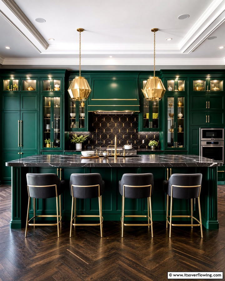 Deep Emerald Luxury - 21 Kitchen Cabinet Color Ideas for Bold & Subtle Styles