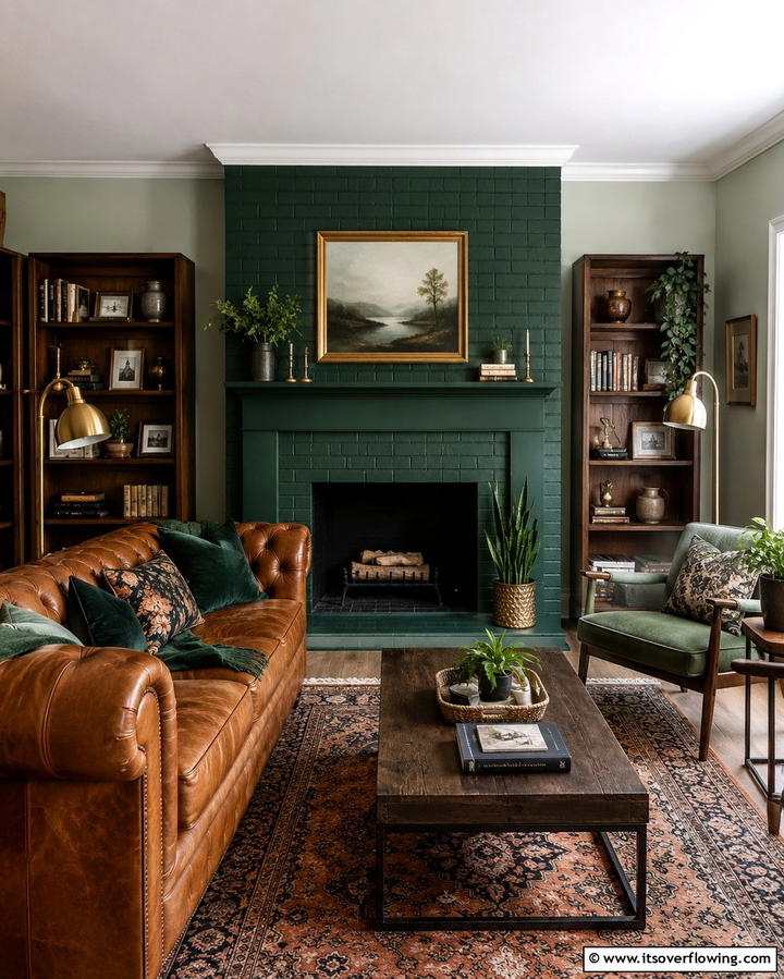 Deep Forest Green - 30 Fireplace Paint Color Ideas for a Fresh Update
