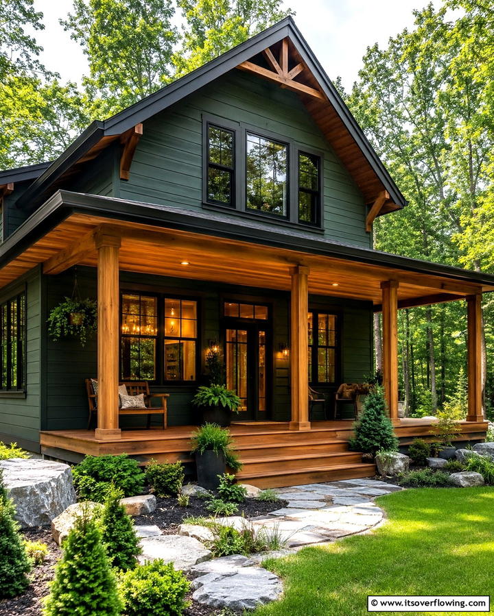Deep Forest Green for Natural Harmony - 25 Paint Colors for a Modern Black House With Cedar Accents