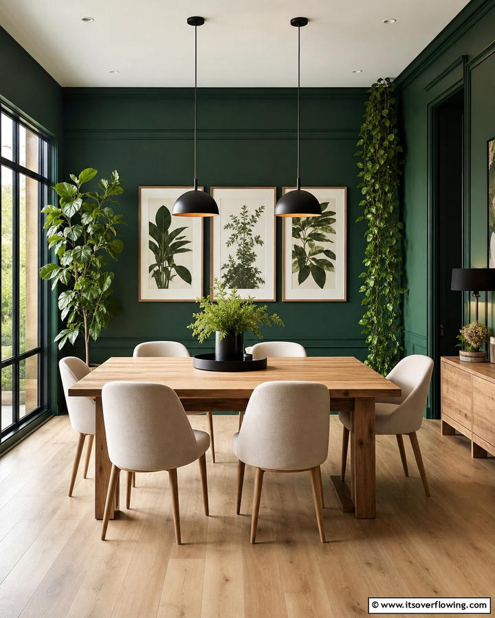 Deep Forest Greens - 21 Dining Room Paint Colors for a Cozy Atmosphere