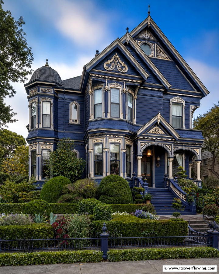 Deep Indigo Sophistication - 20 Stunning Blue Victorian House Colors for Your Home