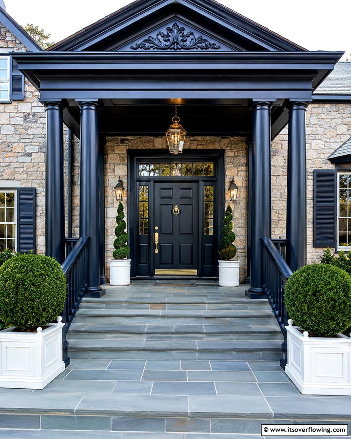 Deep Navy for a Stately Entrance - 30 Porch Paint Color Ideas for Inviting Entryways
