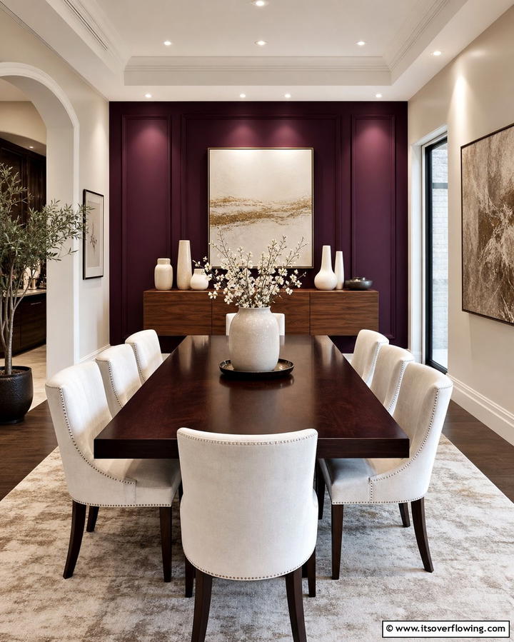 Deep Plum Accent Wall - 25 Purple Dining Room Ideas for a Luxurious Ambiance