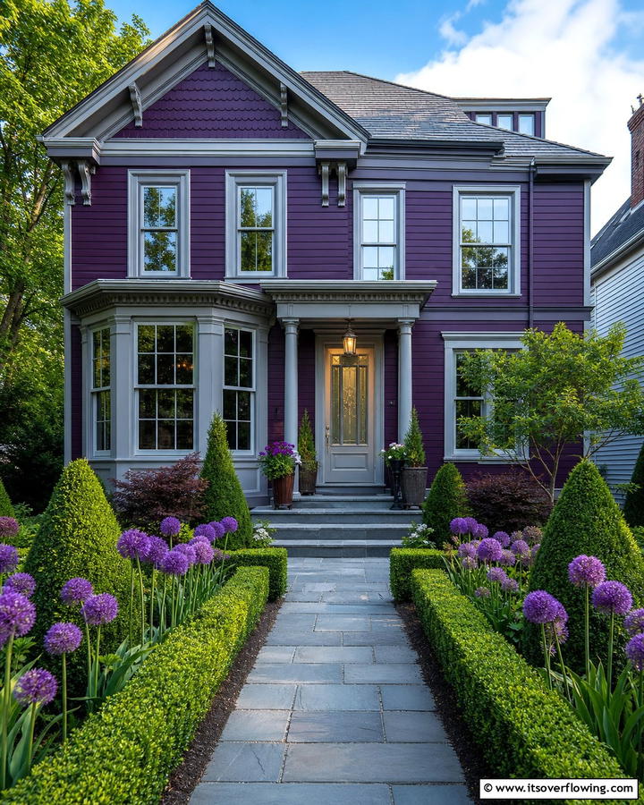 Deep Plum Drama - 21 Exterior House Color Schemes for Curb Appeal