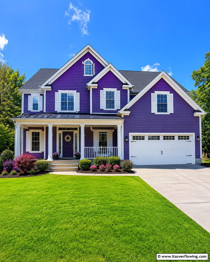 Deep Plum Siding - 25 Purple House Exterior Ideas for a Unique Curb Appeal