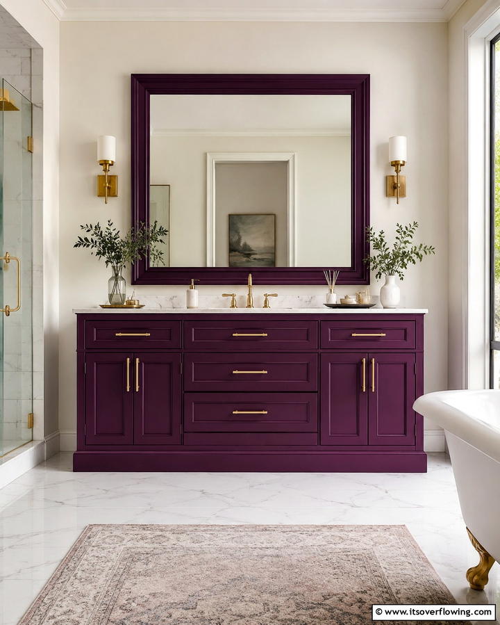 Deep Plum Vanity Statement - 25 Purple Bathroom Ideas for a Bold and Beautiful Space