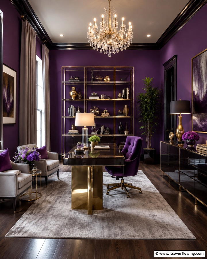 Deep Purple Elegance - 30 Home Office Paint Colors- Boost Productivity & Style