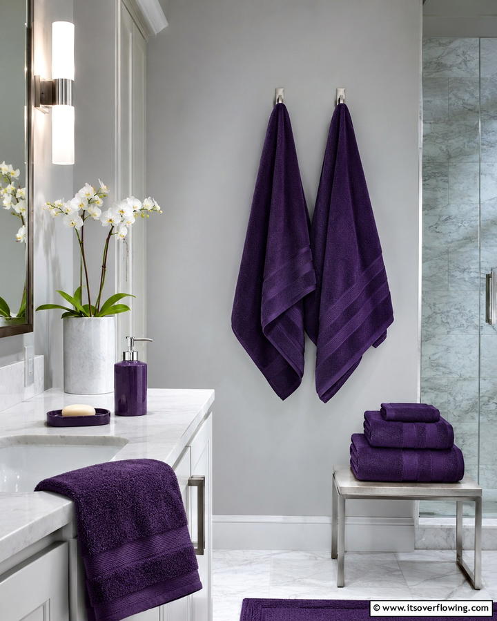 Deep Purple Towels and Accessories - 25 Purple Bathroom Ideas for a Bold and Beautiful Space