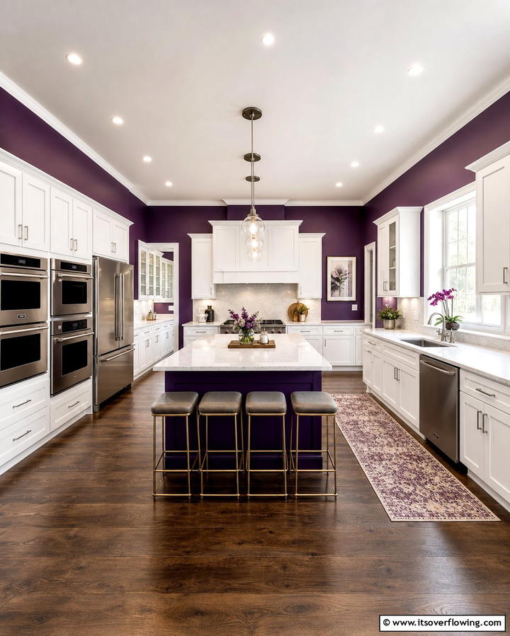 Deep Purple Walls for a Dramatic Backdrop - 25 Purple Kitchen Ideas for a Bold and Stylish Look