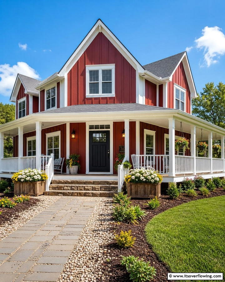 Deep Red Board and Batten - 25 Board and Batten Siding Colors for Curb Appeal