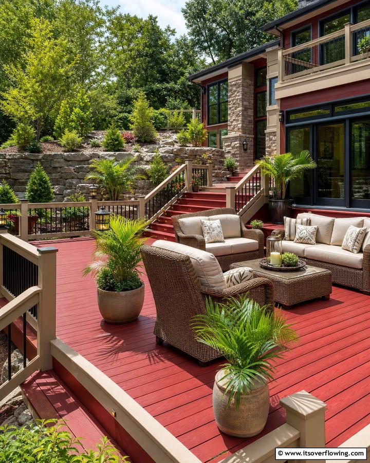 Deep Red and Sand - 30 Two-Tone Deck Color Schemes for Dynamic Outdoor Spaces