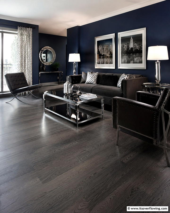 Deep Sea Drama - 30 Floor & Wall Color Combos for Stylish Interiors