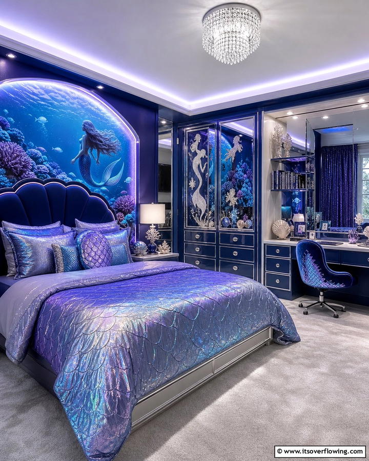 Deep Sea Mystique - 30 Enchanting Mermaid Bedroom Ideas for a Whimsical Retreat