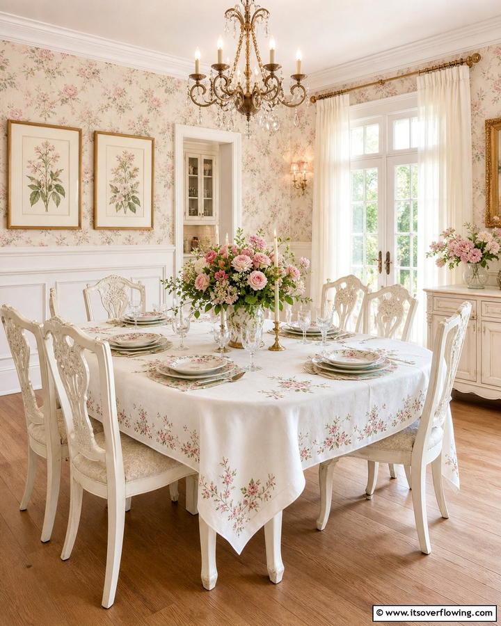 Delicate Floral Accents - 21 French Country Dining Room Ideas for Elegance