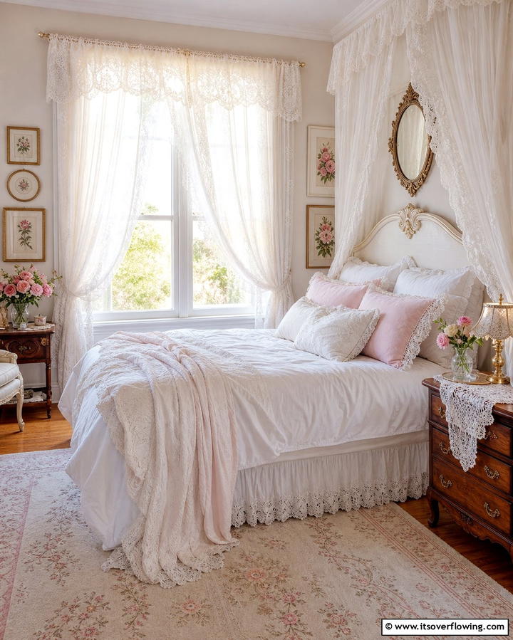 Delicate Lace Accents - 25 Fairycore Bedroom Ideas for a Whimsical Escape