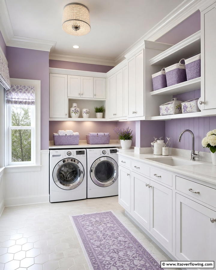 Delicate Lilac Hue - 30 Laundry Room Paint Ideas to Brighten Chore Time