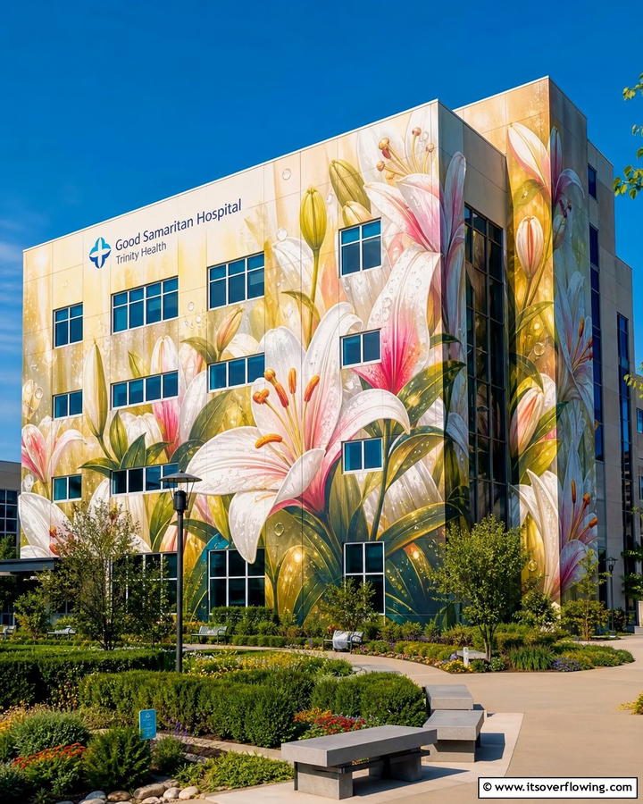 Delicate Lily Grace - 20 Stunning Flower Murals on Buildings Around the World