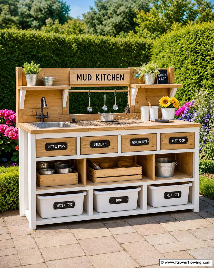 Deluxe Mud Kitchen with Storage - 20 Mud Kitchen Ideas for Outdoor Fun with Kids
