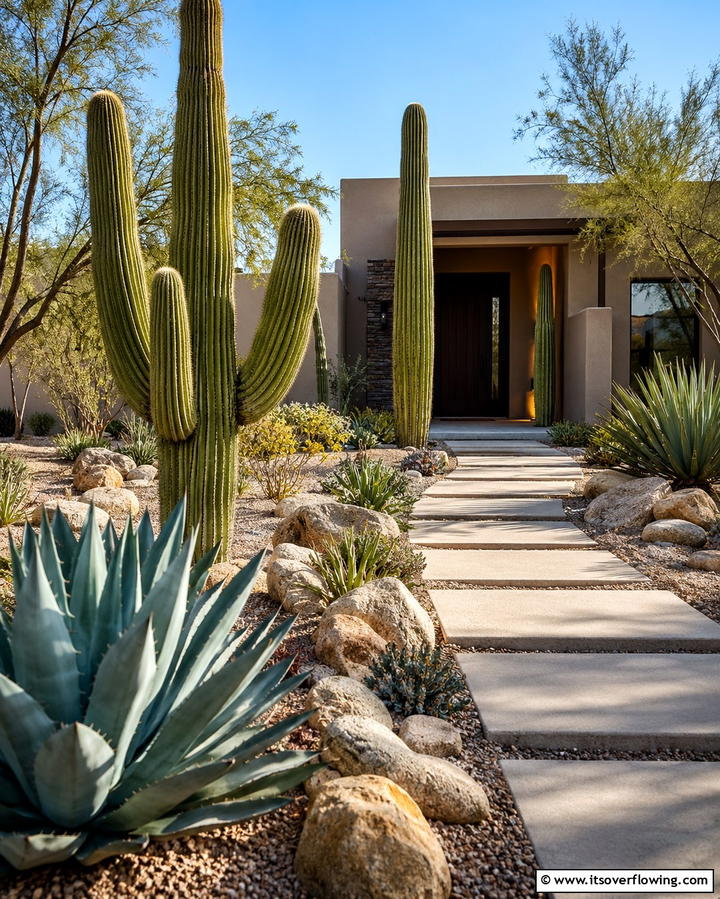 Desert Cactus Landscaping - 30 Mexican Style House Design Ideas for Vibrant Homes