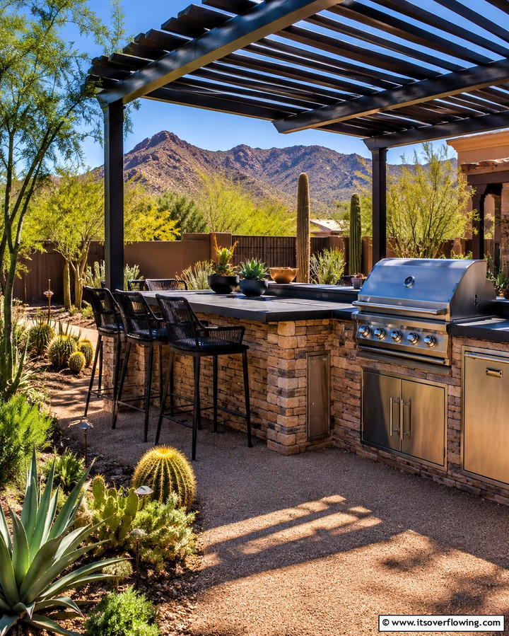 Desert Friendly Outdoor Kitchen - 25 Arizona Backyard Ideas for Desert Landscapes