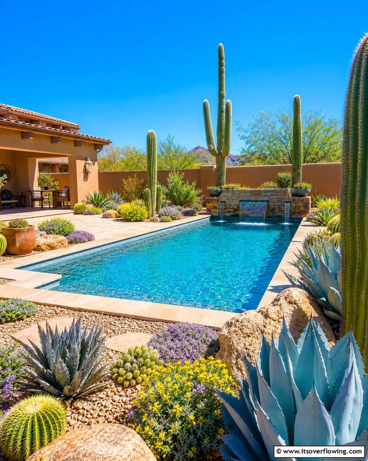 Desert Inspired Pool Landscaping - 17 Pool Landscaping Ideas for Tropical Backyard Escapes