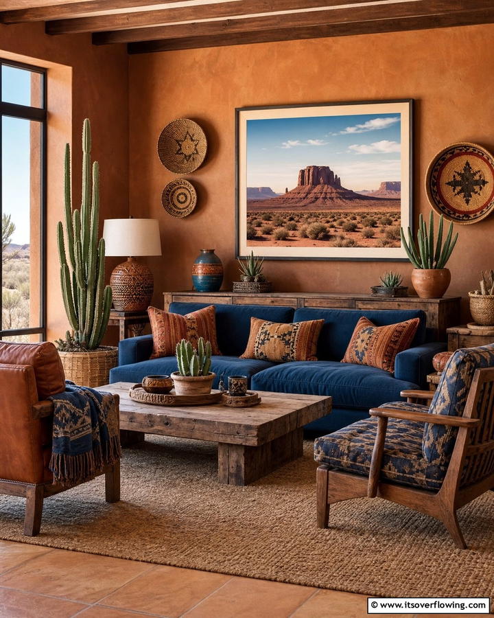 Desert Landscape Inspirations - 30 Western Living Room Ideas for Cozy Rustic Ambiance