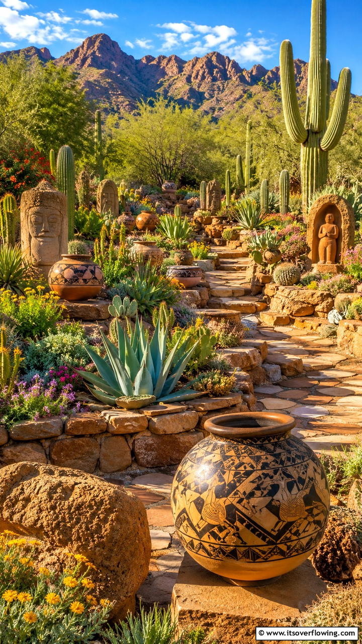 Desert Landscape with Native Artifacts - 30 Desert Landscape Ideas for Low-Water Gardens