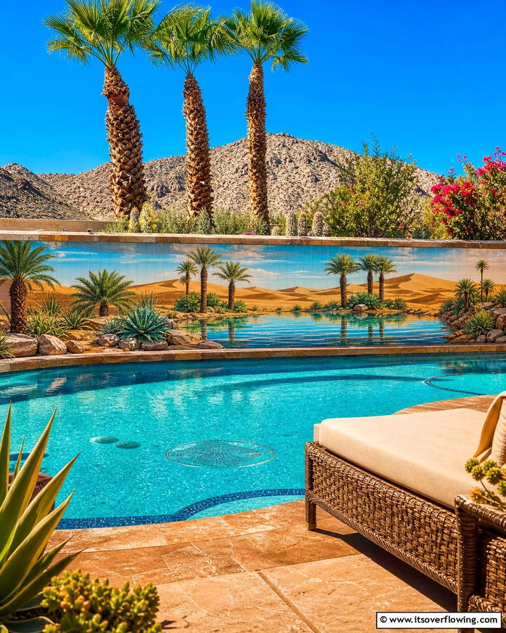 Desert Oasis Illusion - 20 Pool Mural Ideas to Enhance Your Backyard Oasis
