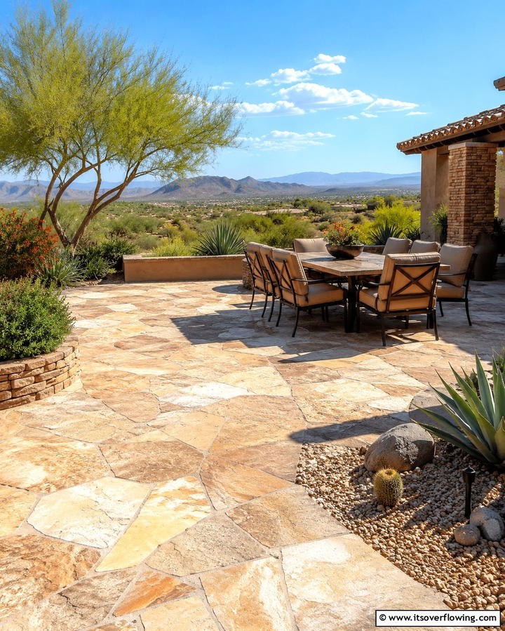 Desert Stone Patio - 25 Arizona Backyard Ideas for Desert Landscapes