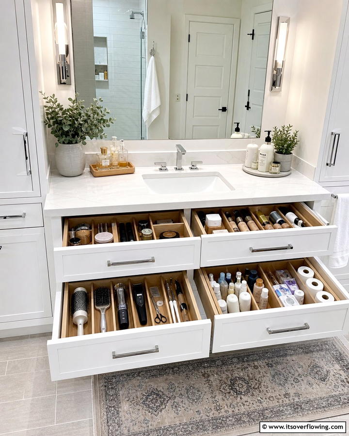 Designate a Drawer Organizer for Overflow Items - 25 Bathroom Counter Organization Ideas for a Clutter-Free Space