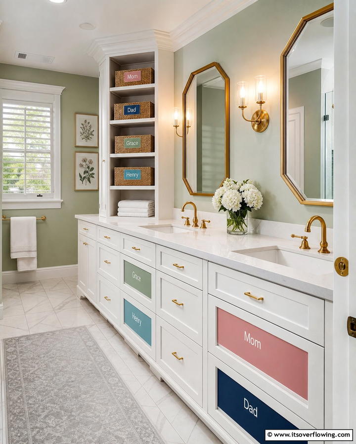 Designate a Drawer or Shelf for Each Family Member - 25 Family Bathroom Ideas for Functional and Stylish Spaces