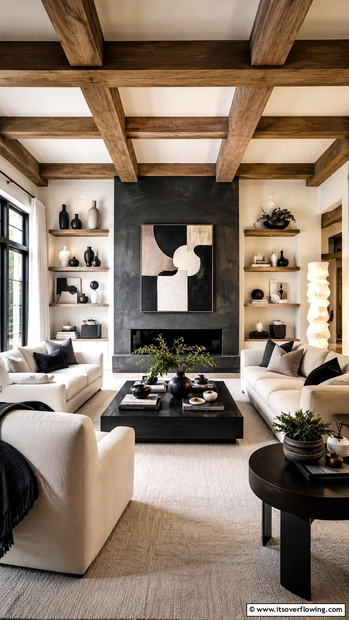 Designer Accents - 30 Exposed Beam Living Room Ideas for Rustic Charm