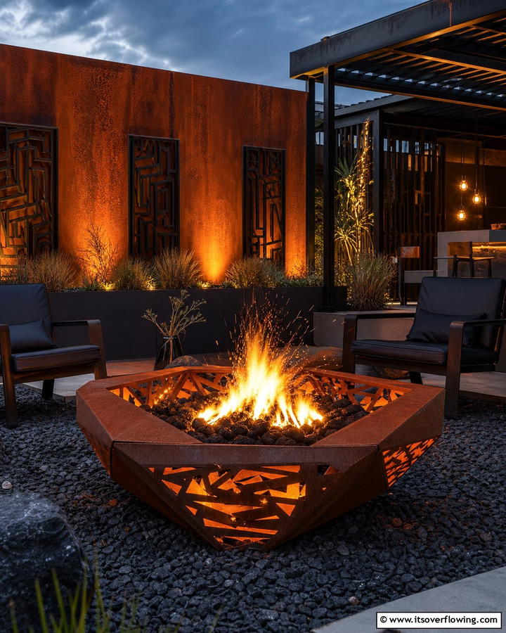 Designer Metal Spark - 21 Fire Pit Ideas for Outdoor Gatherings and Cozy Nights