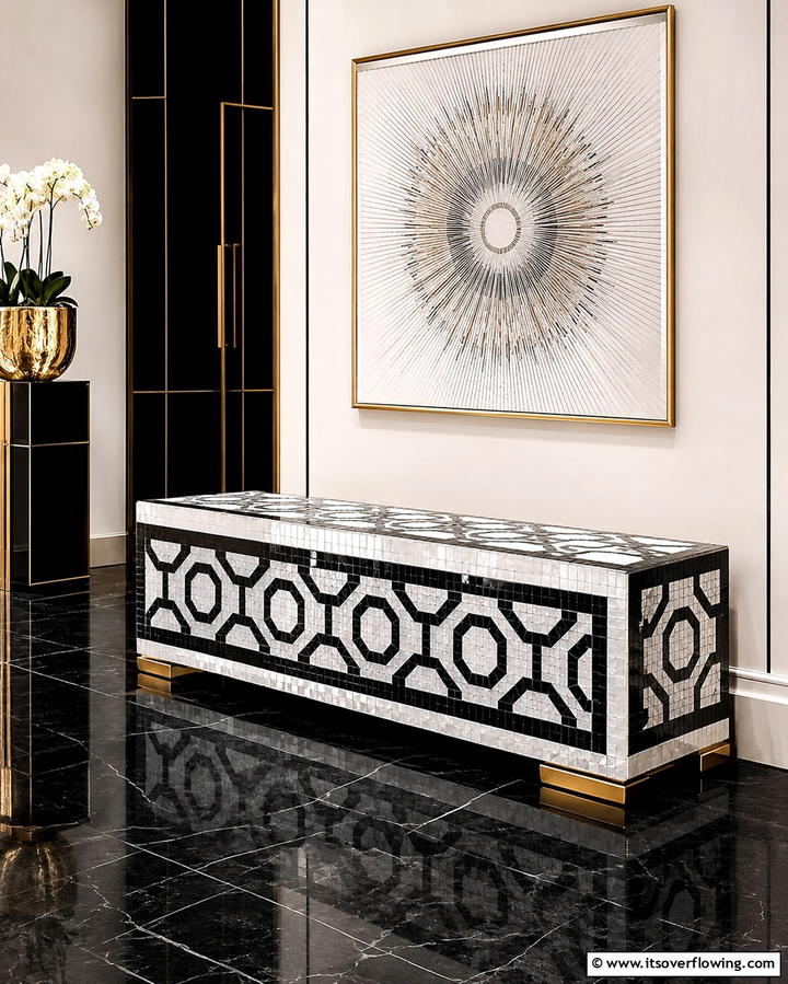 Designer Mosaic Tile Bench - 30 Functional Entryway Bench Solutions for Organized Homes