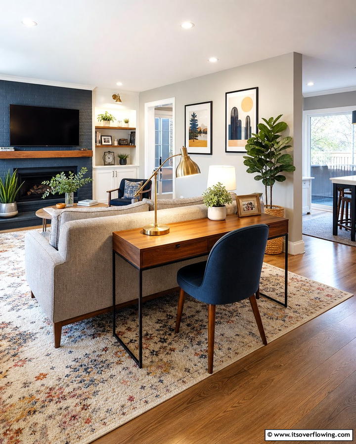 Desk Behind the Sofa - 25 Desk in Living Room Ideas for Functional Spaces