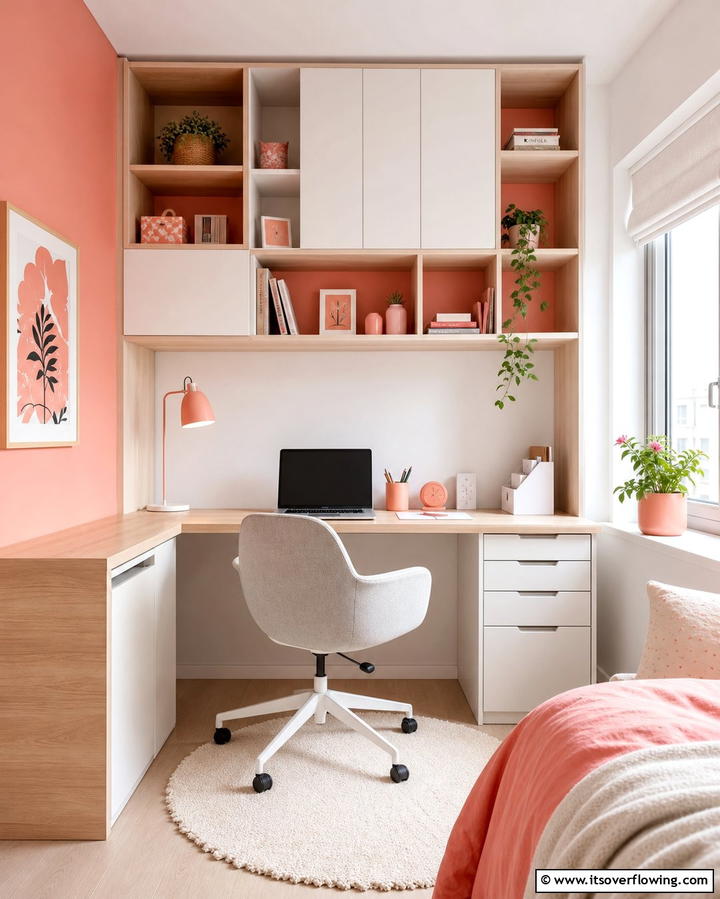 Desk Integrated Shelves for Convenience - 25 Office Shelving Ideas to Maximize Storage and Style