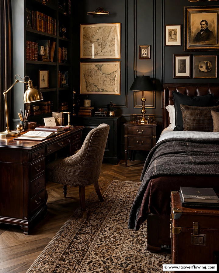 Desk and Writing Corner - 30 Dark Academia Bedroom Designs for a Scholarly Aesthetic