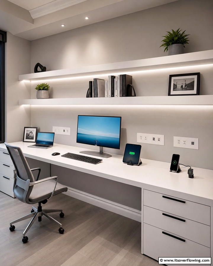 Desk with Built in Power Outlets - 25 Stylish Built-in Desk Ideas for Your Home Office