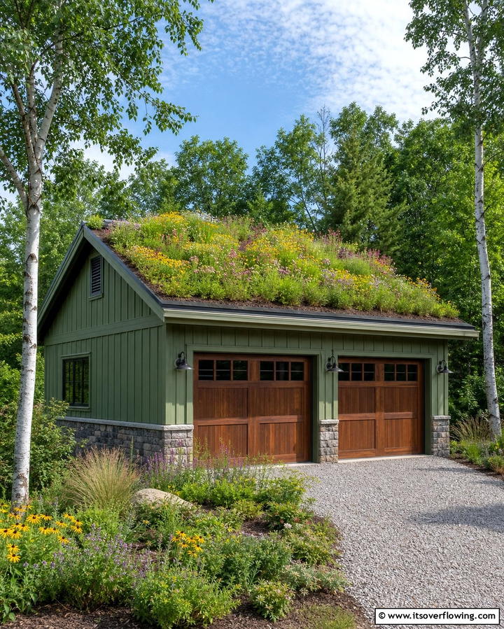 Detached Garage with Green RoofExact - 25 Detached Garage Ideas for Extra Storage and Style