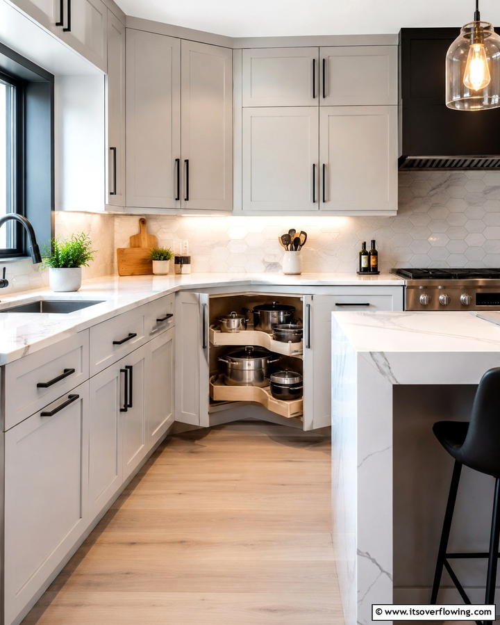 Diagonal Corner Cabinets - 20 Kitchen Corner Ideas to Maximize Your Space