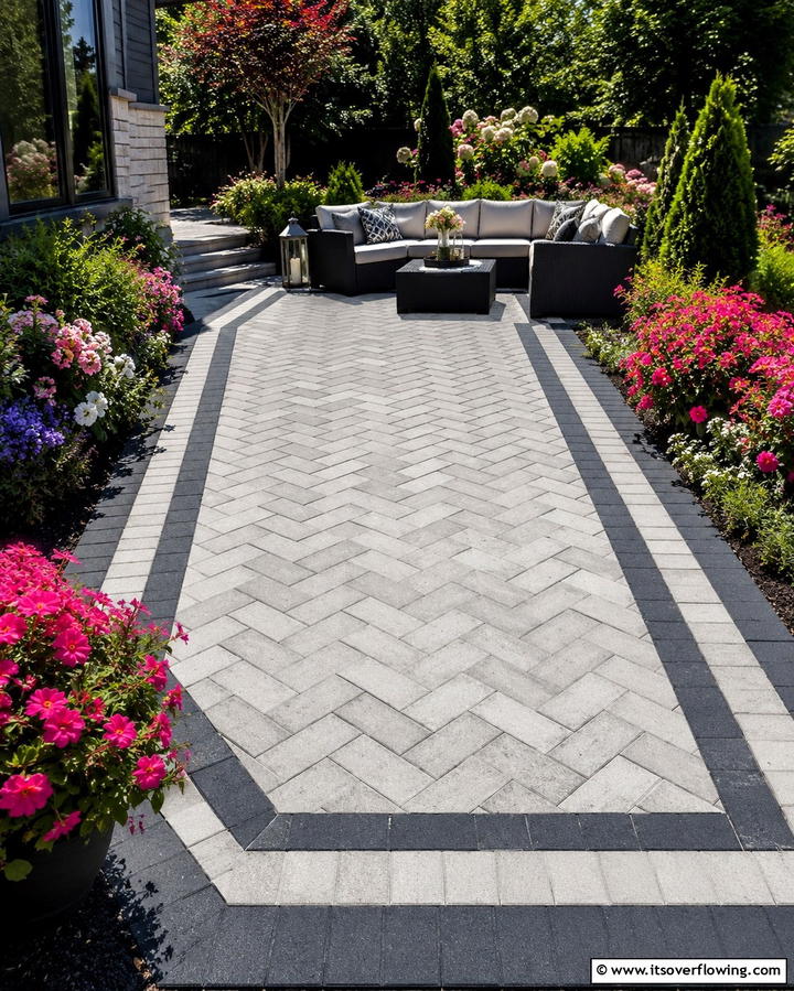 Diagonal Herringbone Layout - 25 Herringbone Brick Patio Designs for a Classic Look
