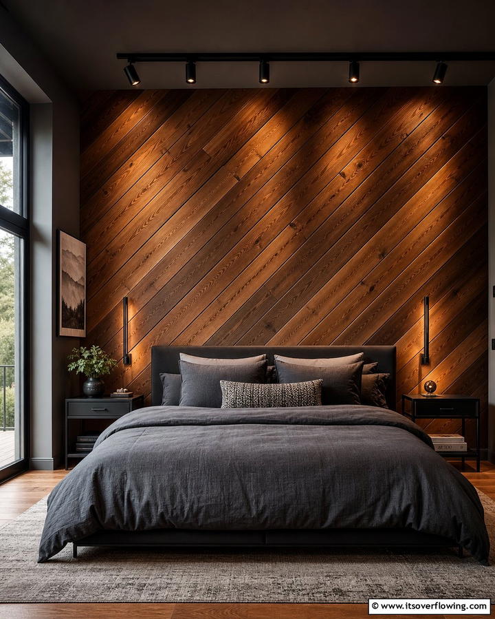 Diagonal Wood Plank Wall - 25 Wood Trim Accent Wall Ideas for a Warm Touch